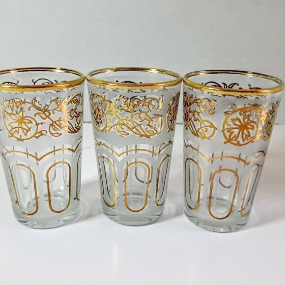 Vtg Fath Moroccan tea glasses white and gold - Picture 2 of 6